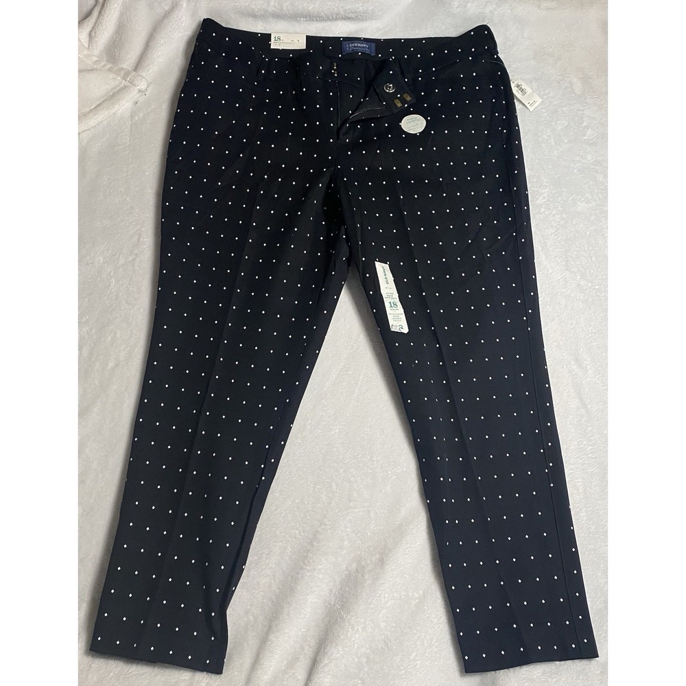 Old Navy Women's Pixie Black & White Geometric Mid-Rise Stretch Ankle Pants 18